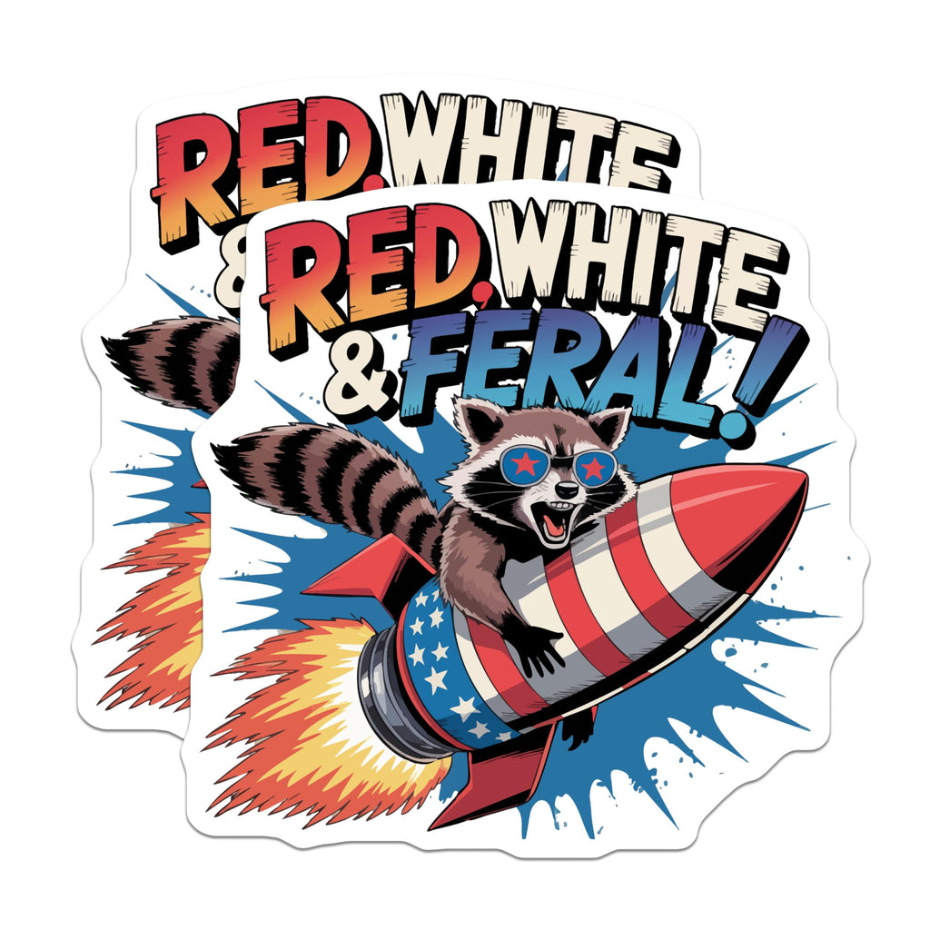 (2 Pack) Feral Raccoon Rocket Magnets - Patriotic USA Animal Decor - Independence Day Humor Critter - 5 Inches On Longest Side - Thick Durable Magnet - Made in USA - MAG21396