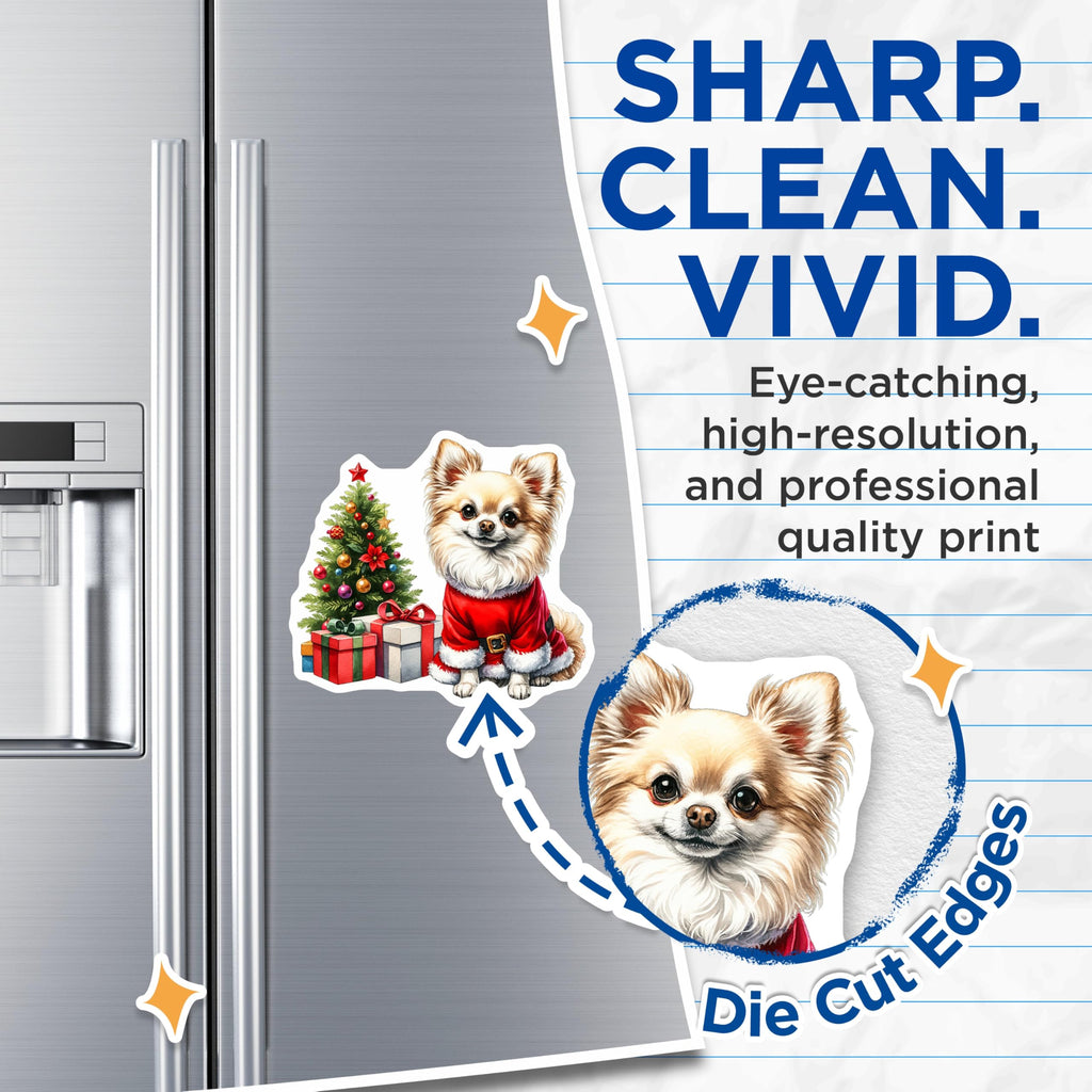 (2 Pack) Santa Chihuahua Magnets - Christmas Dog Holiday Decor - Pet Lover Refrigerator Accessory - 5 Inches On Longest Side - Thick Durable Magnet - Made in USA - MAG27232