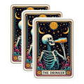 (3 Pack) The Drinker Decals - Skeleton Art Stickers - Tarot Card Decal for Laptop - 3 Inches On Longest Side - Easy Peel & Apply - Made in USA - 3MCS4163