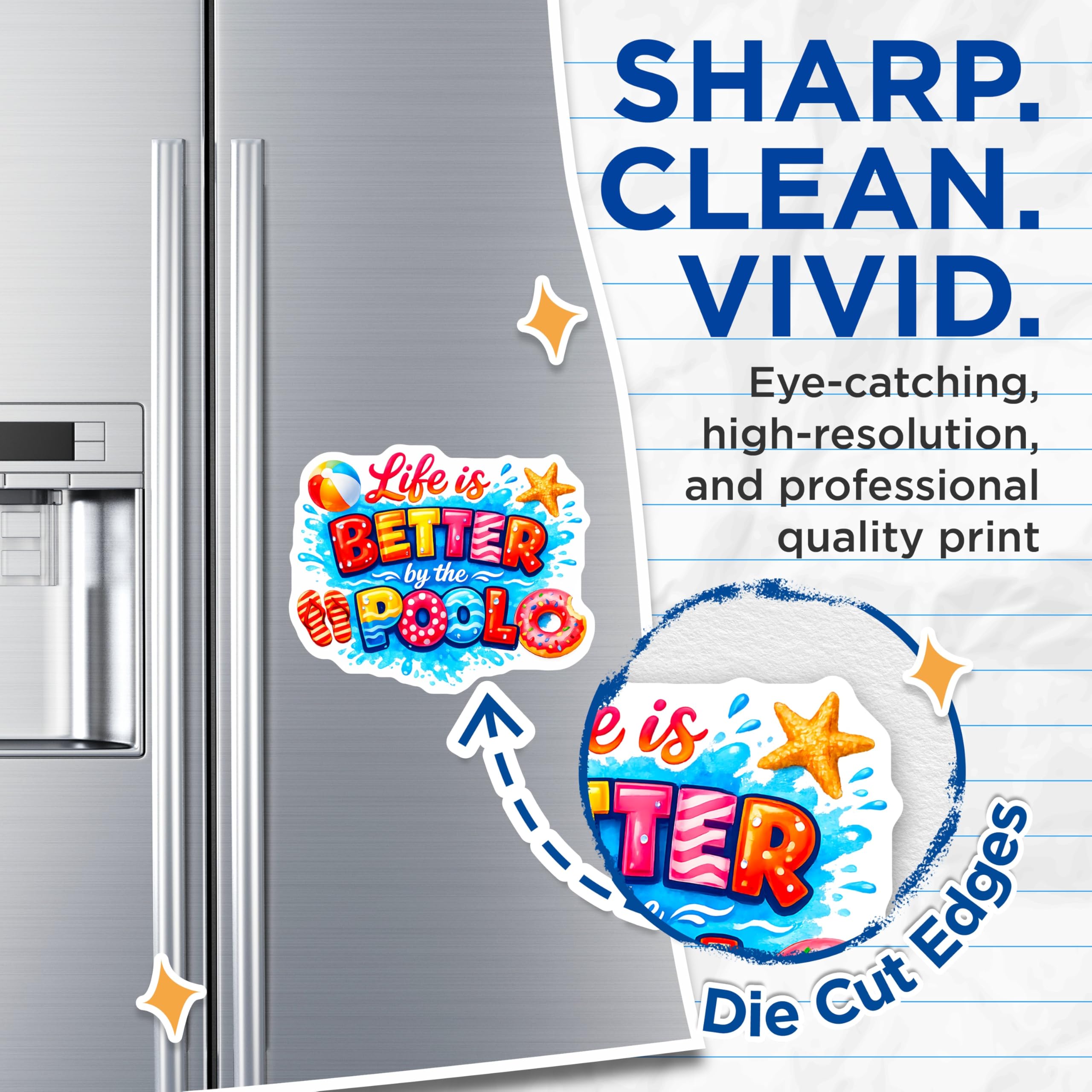 (2 Pack) Life is Better by the Pool Magnets - Summer Vacation Decor - Fun Pool Party Refrigerator Accent - 5 Inches On Longest Side - Thick Durable Magnet - Made in USA - MAG29802