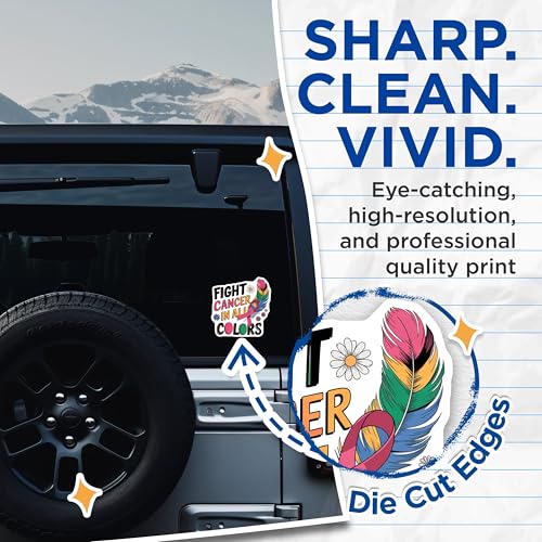 (2 Pack) Fight Cancer in All Colors Stickers - Awareness Ribbon Decal - Colorful Inspirational Sticker - 5" On Longest Side - Sticks to Smooth Flat Surfaces - Made in USA - BMCS8748