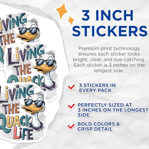 (3 Pack) Duck Life Decals - Quack Life Sticker - Laptop Decal - 3 Inches On Longest Side - Easy Peel & Apply - Made in USA - 3MCS7258