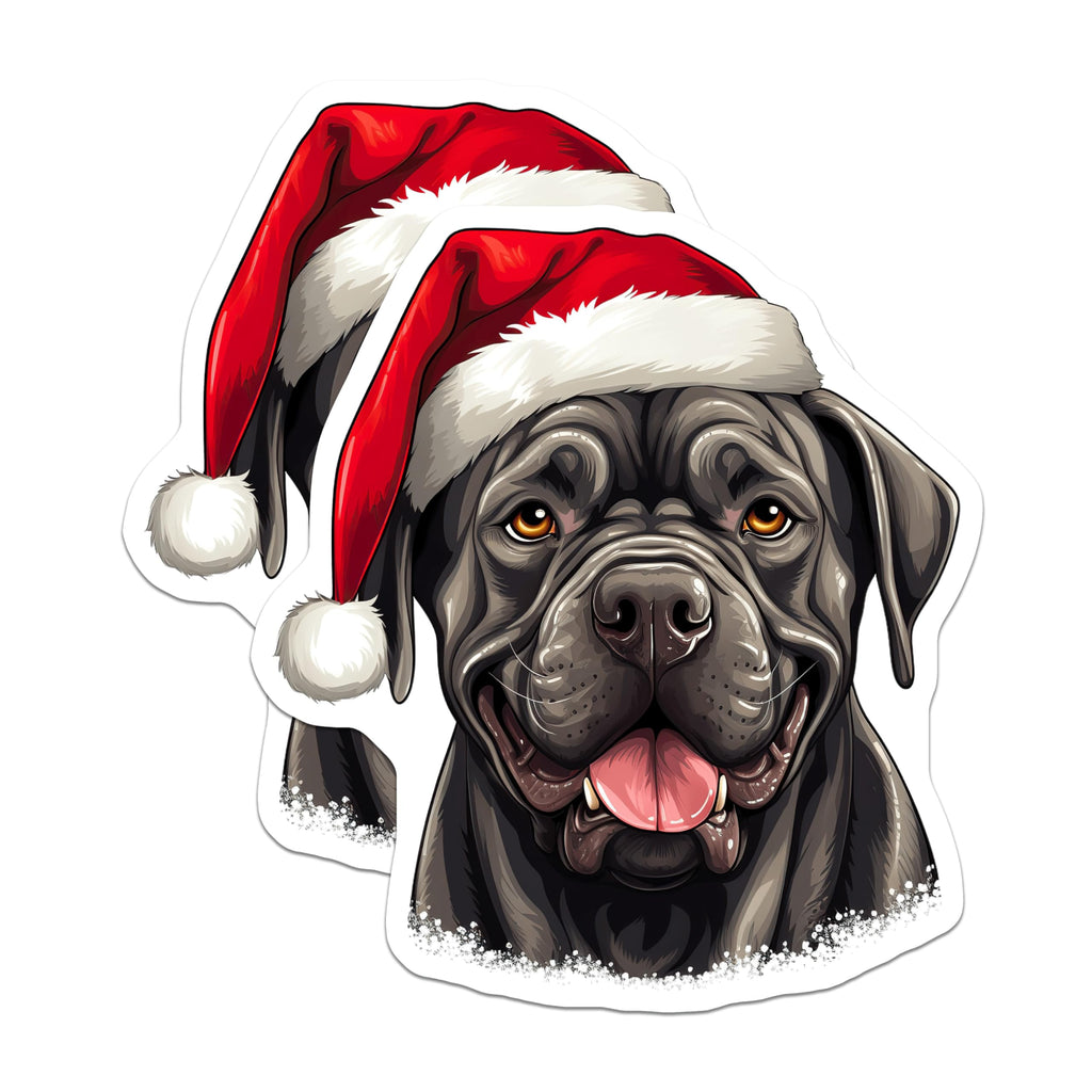 (2 Pack) Cane Corso Dog Magnets - Santa Hat Christmas Dog - Holiday Pet Lover Decor - 5 Inches On Longest Side - Thick Durable Magnet - Made in USA - MAG24941