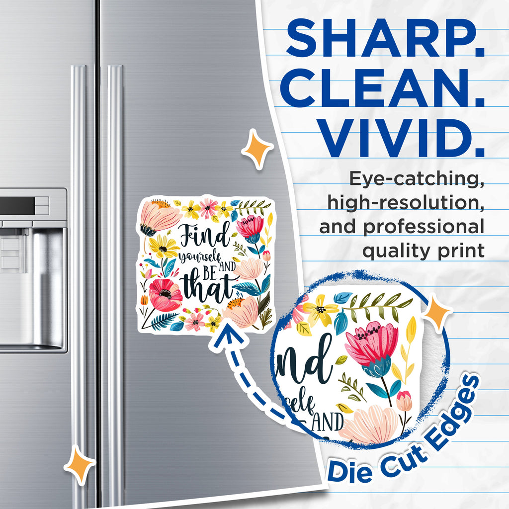 (2 Pack) Inspirational Magnets - Find Yourself Be that - Botanical Quote Fridge Decor - 5 Inches On Longest Side - Thick Durable Magnet - Made in USA - MAG38796
