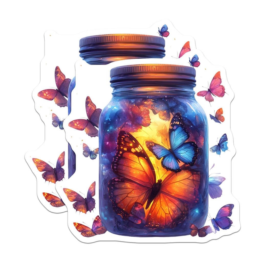 (2 Pack) Magical Butterfly Jar Magnets - Ethereal Glowing Butterfly Decor - Whimsical Nature Refrigerator Magnets - 5 Inches On Longest Side - Thick Durable Magnet - Made in USA - MAG28367
