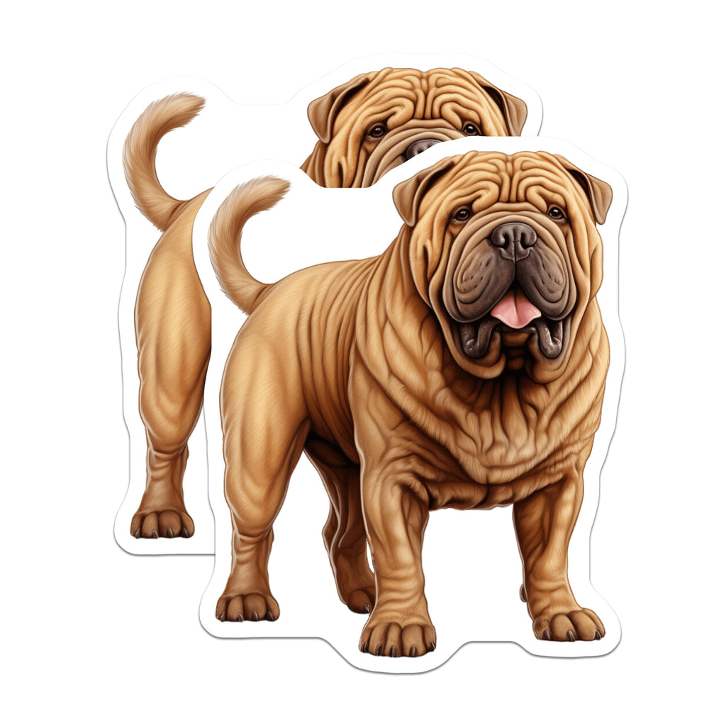 (2 Pack) Shar Pei Dog Magnets - Wrinkly Dog Breed - Animal Lover Fridge Decor - 5 Inches On Longest Side - Thick Durable Magnet - Made in USA - MAG26341