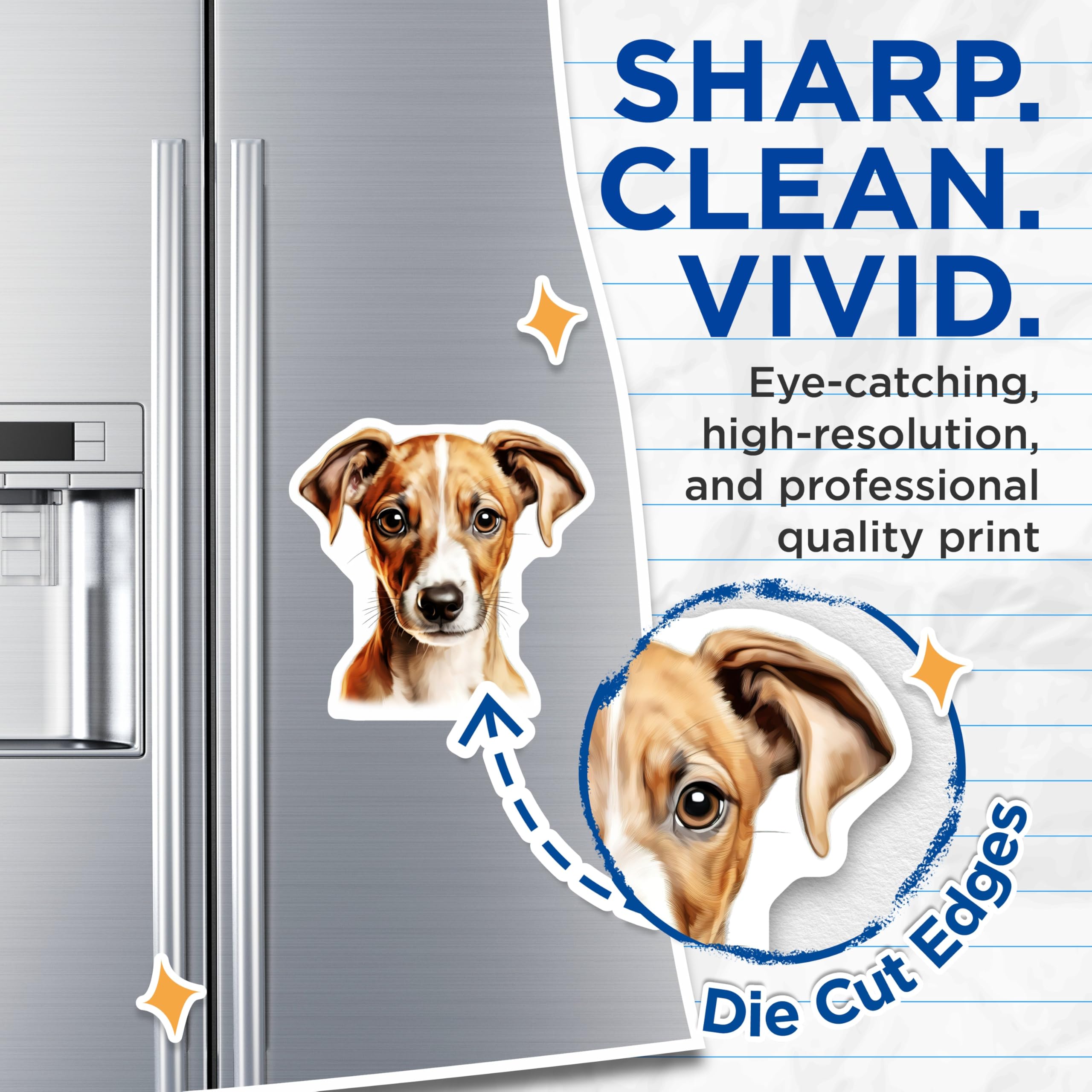 (2 Pack) Cute Puppy Magnets - Dog Lover Fridge Decor - Animal Lover Kitchen Accessory - 5 Inches On Longest Side - Thick Durable Magnet - Made in USA - MAG25634