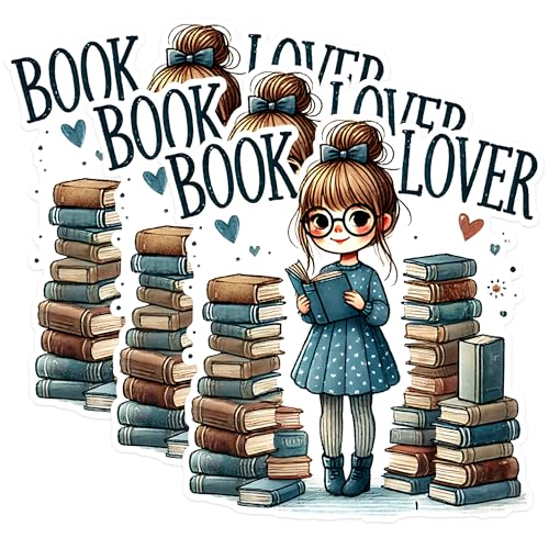 (3 Pack) Book Lover Decals - Girl Reading - Book Stack - Laptop Decal - 3 Inches On Longest Side - Easy Peel & Apply - Made in USA - 3MCS1563