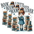 (3 Pack) Book Lover Decals - Girl Reading - Book Stack - Laptop Decal - 3 Inches On Longest Side - Easy Peel & Apply - Made in USA - 3MCS1563