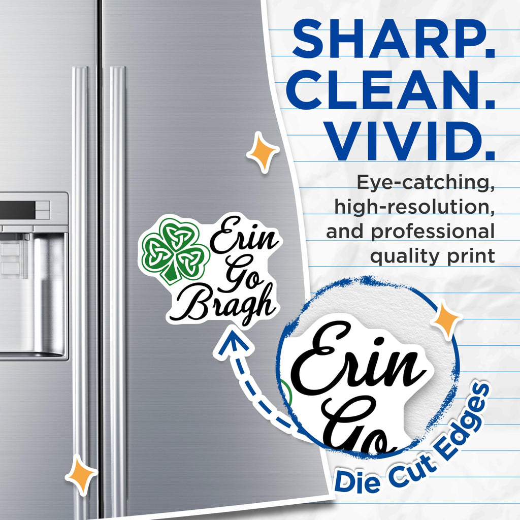 (2 Pack) Erin Go Bragh Magnets - Irish Pride Decor - St Patricks Day Clover Magnets - 5" On Longest Side - Premium Magnet - for Cars, Refrigerators, Toolboxes, Lockers - Made in USA - MAG18160