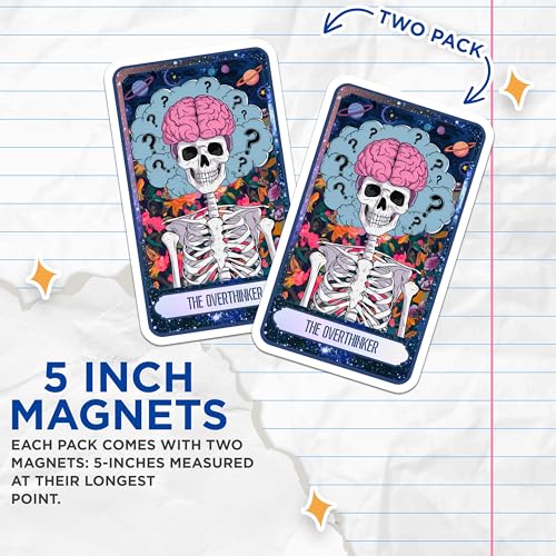 (2 Pack) Skeleton Brain Art Magnet - Quirky Decor - 5" On Longest Side - Sticks to Smooth Flat Surfaces - Made in USA - MAG10015