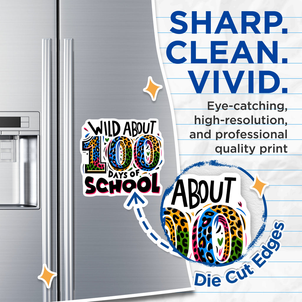 (2 Pack) 100 Days of School Magnets - Wild About Learning - Teacher Classroom Decor - School Celebration - 5 Inches On Longest Side - Thick Durable Magnet - Made in USA - MAG38553