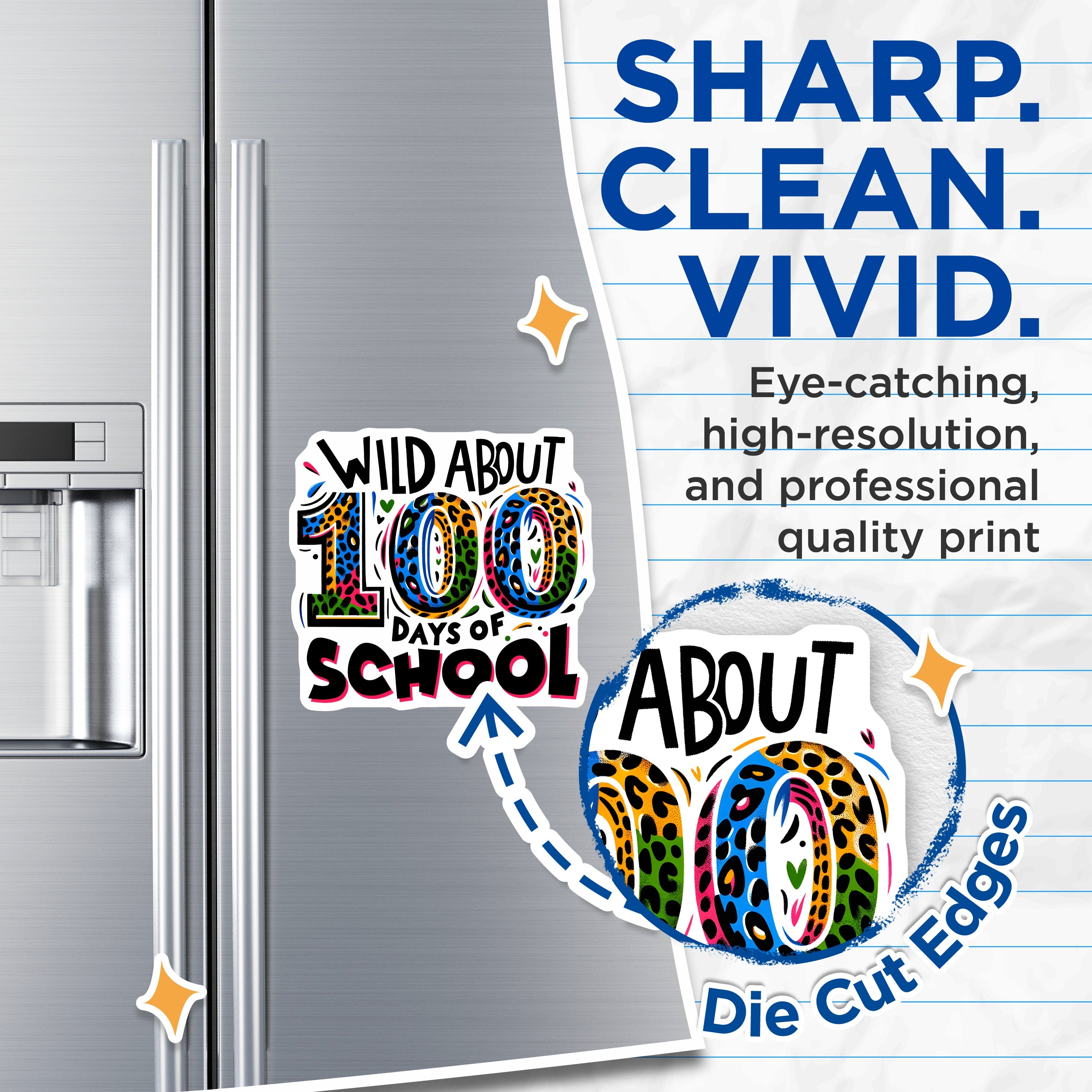 (2 Pack) 100 Days of School Magnets - Wild About Learning - Teacher Classroom Decor - School Celebration - 5 Inches On Longest Side - Thick Durable Magnet - Made in USA - MAG38553