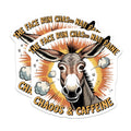 (2 Pack) Chaos and Caffeine Donkey Magnets - Funny Tired Life Humor - Coffee Lover Accent - 5 Inches On Longest Side - Thick Durable Magnet - Made in USA - MAG37345