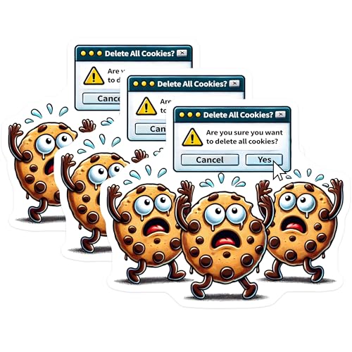 (3 Pack) Delete All Cookies Decals - Funny Cookies - Laptop Decals - 3 Inches On Longest Side - Easy Peel & Apply - Made in USA - 3MCS6182