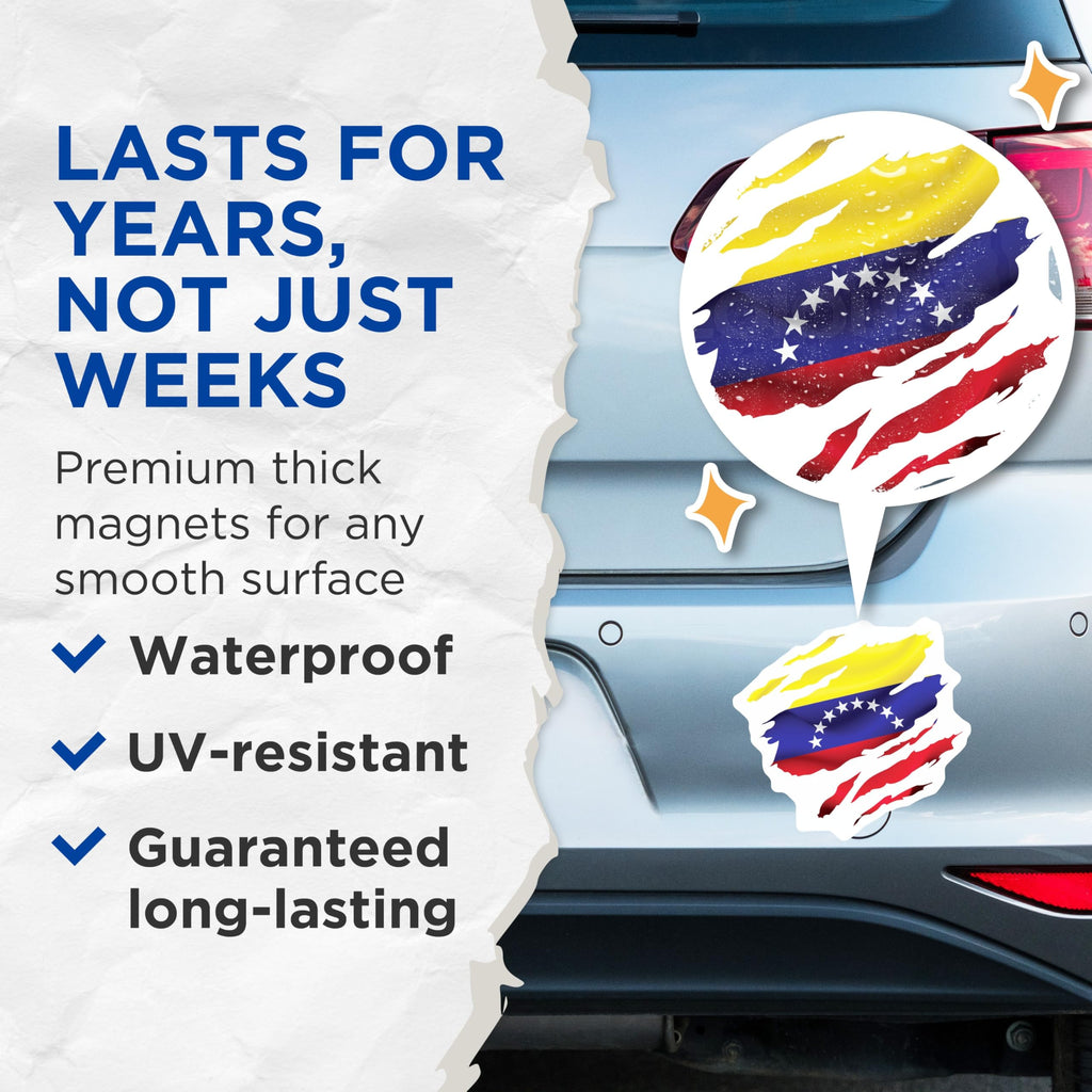 (2 Pack) Venezuela Flag Magnets - Venezuelan Pride - Fridge Magnets - 5" On Longest Side - Premium Magnet - for Cars, Refrigerators, Toolboxes, Lockers - Made in USA - MAG17910