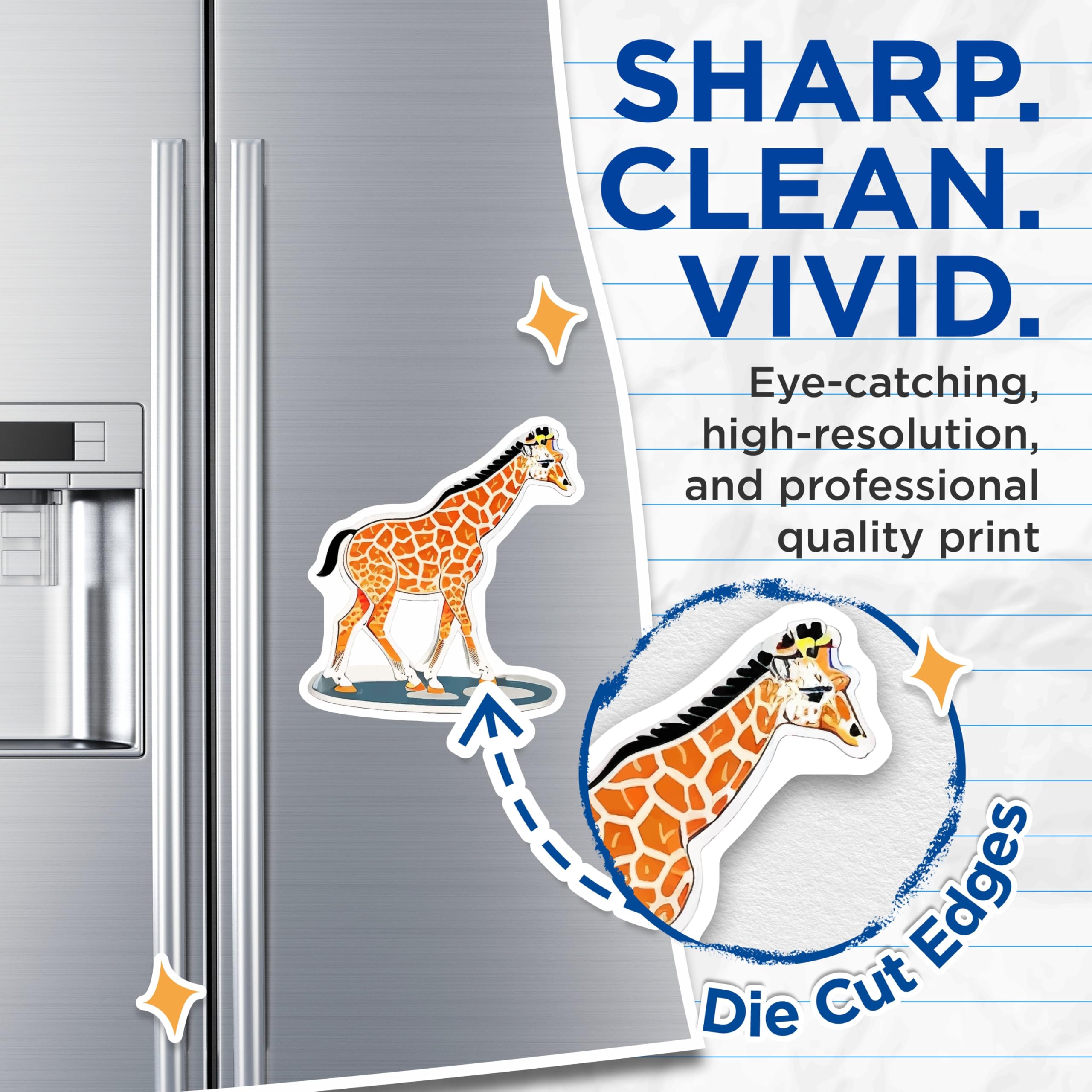 (2 Pack) Giraffe Magnets - Safari Animal Decor - Refrigerator Magnets for Kitchen - 5 Inches On Longest Side - Thick Durable Magnet - Made in USA - MAG22968