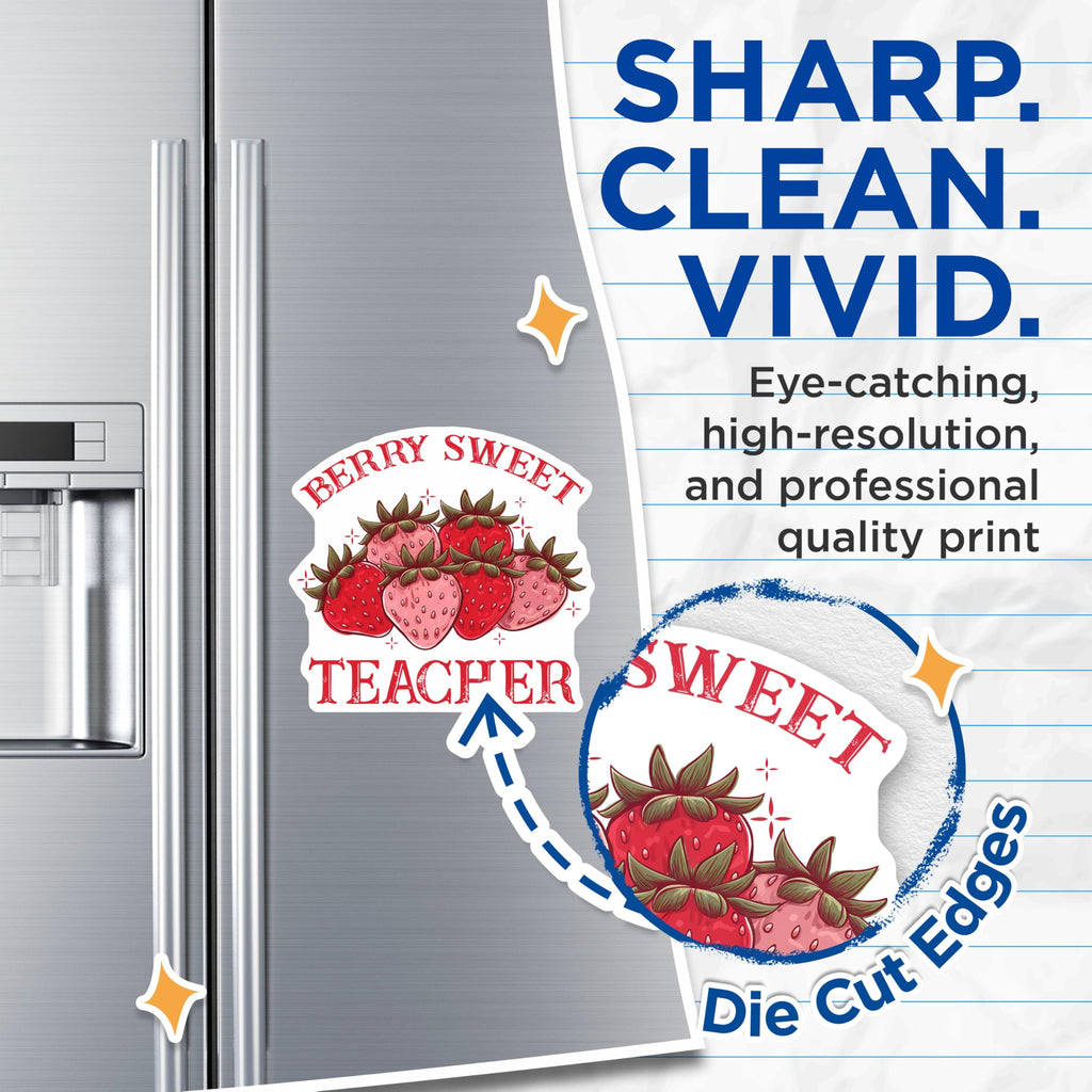 (2 Pack) Teacher Appreciation Magnets - Berry Sweet Teacher - Classroom Decor - 5" On Longest Side - for Cars, Fridges, Toolboxes - Made in USA - MAG7659