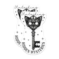 (2 Pack) Unlocking Hidden Mysteries Stickers - Cat Key Stickers - Intriguing Gothic Design Stickers - 5" On Longest Side - Sticks to Any Smooth Flat Surface - Made in USA - BMCS3601