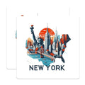 (2 Pack) New York City Skyline Stickers - Statue of Liberty Stickers - New York Travel Stickers - 5" On Longest Side - Sticks to Smooth Flat Surfaces - Made in USA - BMCS5220