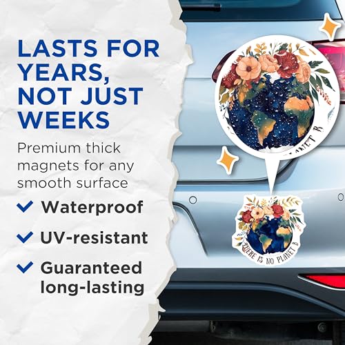 (2 Pack) There is No Planet B Magnets Magnets - Environmental Awareness - Earth Day Decor - 5" On Longest Side - Made in USA - Sticks to Refrigerators & Metal Surfaces - MAG8447