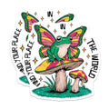 (2 Pack) Find Your Place in The World Stickers - Frog and Mushroom Stickers - Whimsical Nature Stickers - 5" On Longest Side - Sticks to Smooth Flat Surfaces - Made in USA - BMCS3767