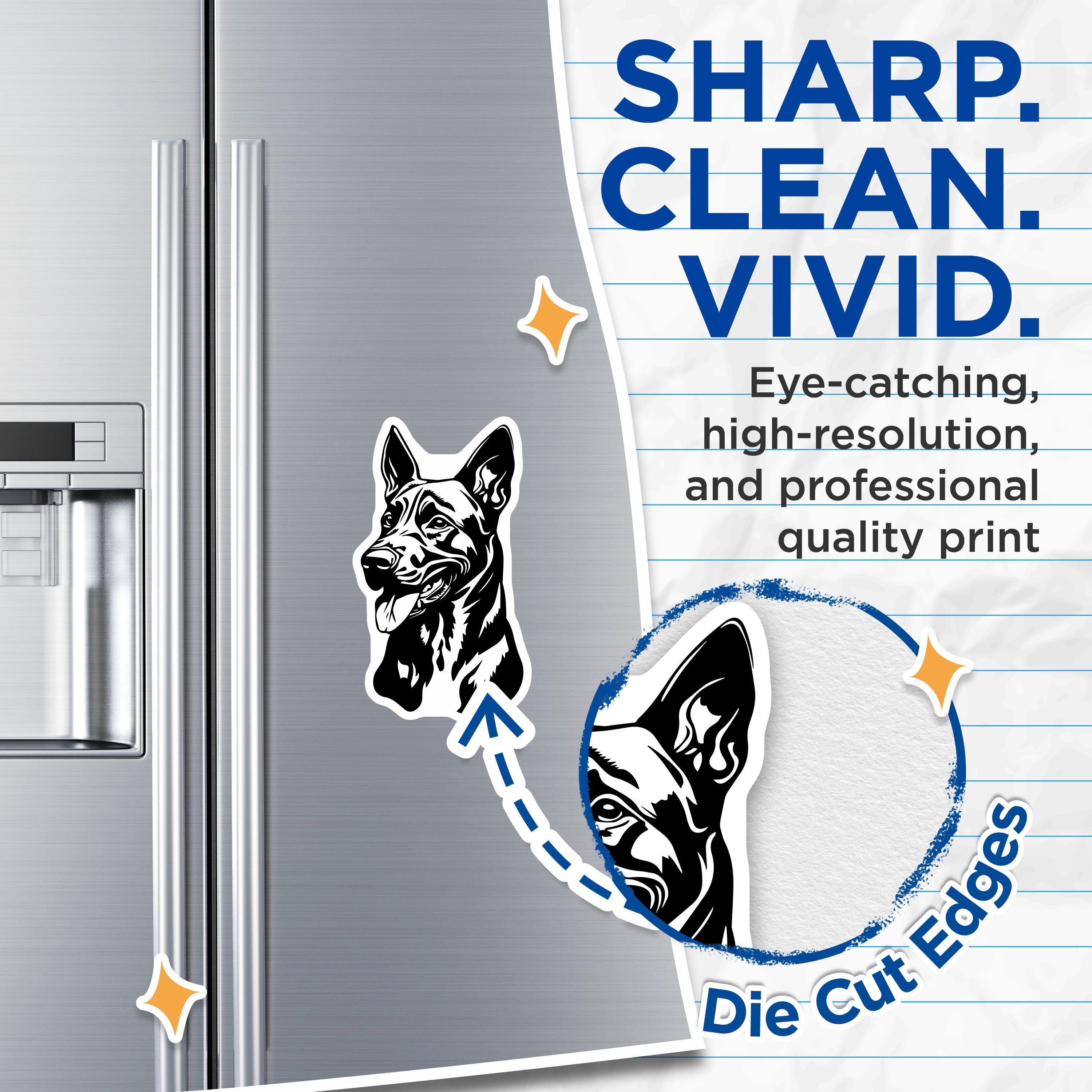 (2 Pack) German Shepherd Magnets - Dog Lover Decor - Pet Parent Item - 5 Inches On Longest Side - Thick Durable Magnet - Made in USA - MAG36787
