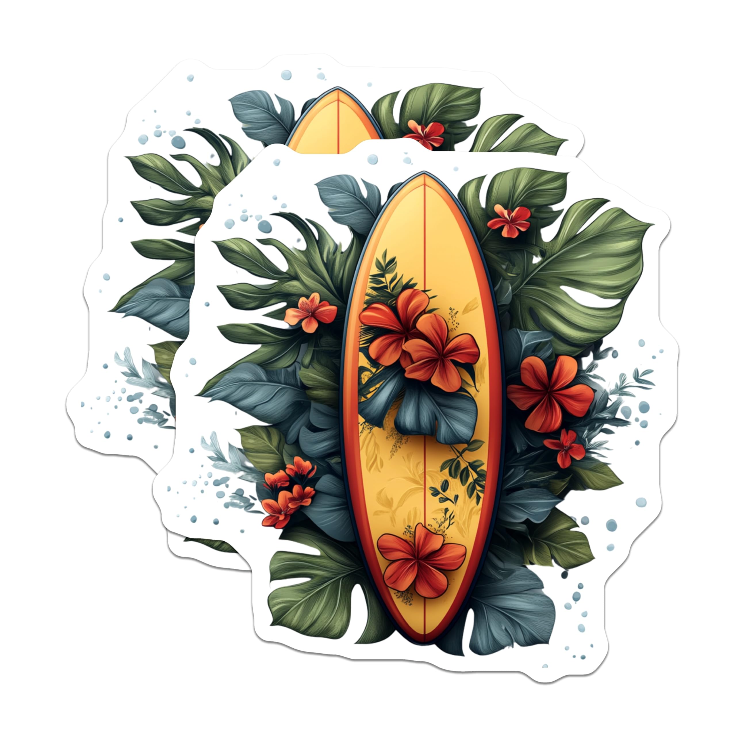 (2 Pack) Tropical Surfboard Magnets - Hawaiian Beach Ocean Decor - Summer Island Life Vibes - Coastal Refrigerator Locker Art - 5 Inches On Longest Side - Thick Durable Magnet - Made in USA - MAG24138