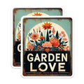 (2 Pack) Garden Love Stickers - Floral Decal - Vintage Retro Flower Design Sticker - 5" On Longest Side - Sticks to Smooth Flat Surfaces - Made in USA - BMCS7053