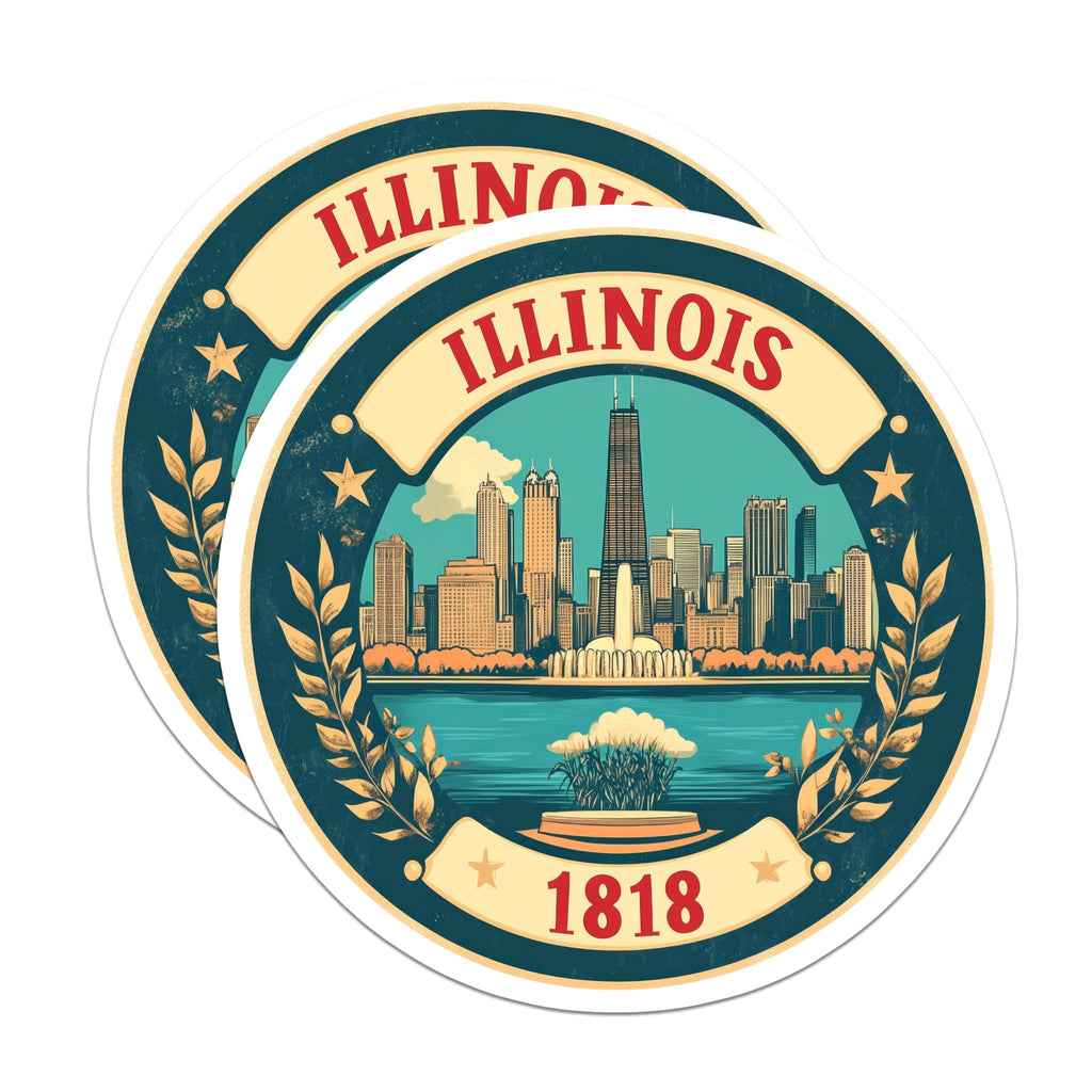 (2 Pack) Illinois State Magnets - Chicago Skyline - Fridge Decor Souvenir - 5" On Longest Side - Premium Magnet - for Cars, Refrigerators, Toolboxes, Lockers - Made in USA - MAG14081