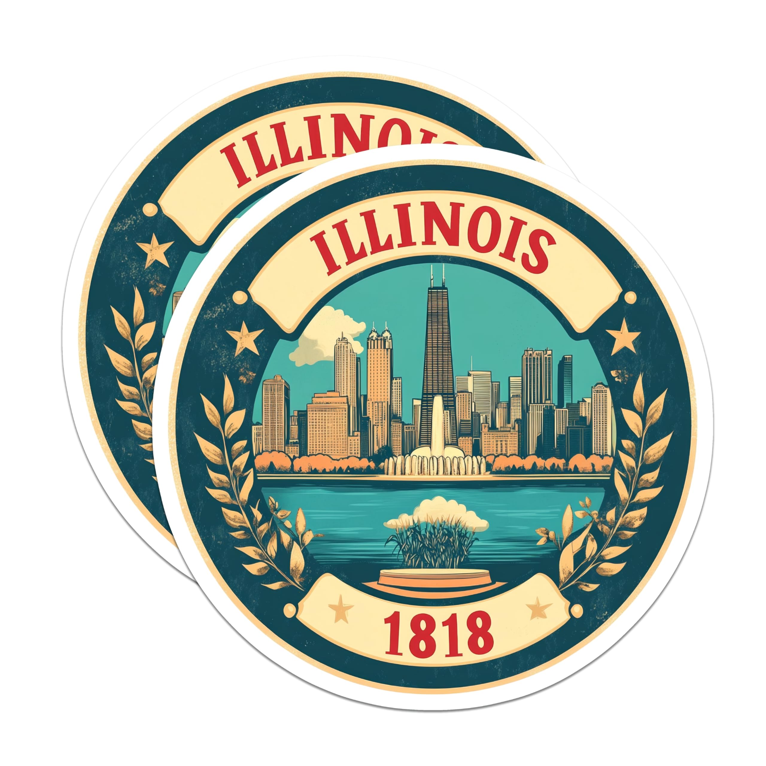 (2 Pack) Illinois State Magnets - Chicago Skyline - Fridge Decor Souvenir - 5" On Longest Side - Premium Magnet - for Cars, Refrigerators, Toolboxes, Lockers - Made in USA - MAG14081