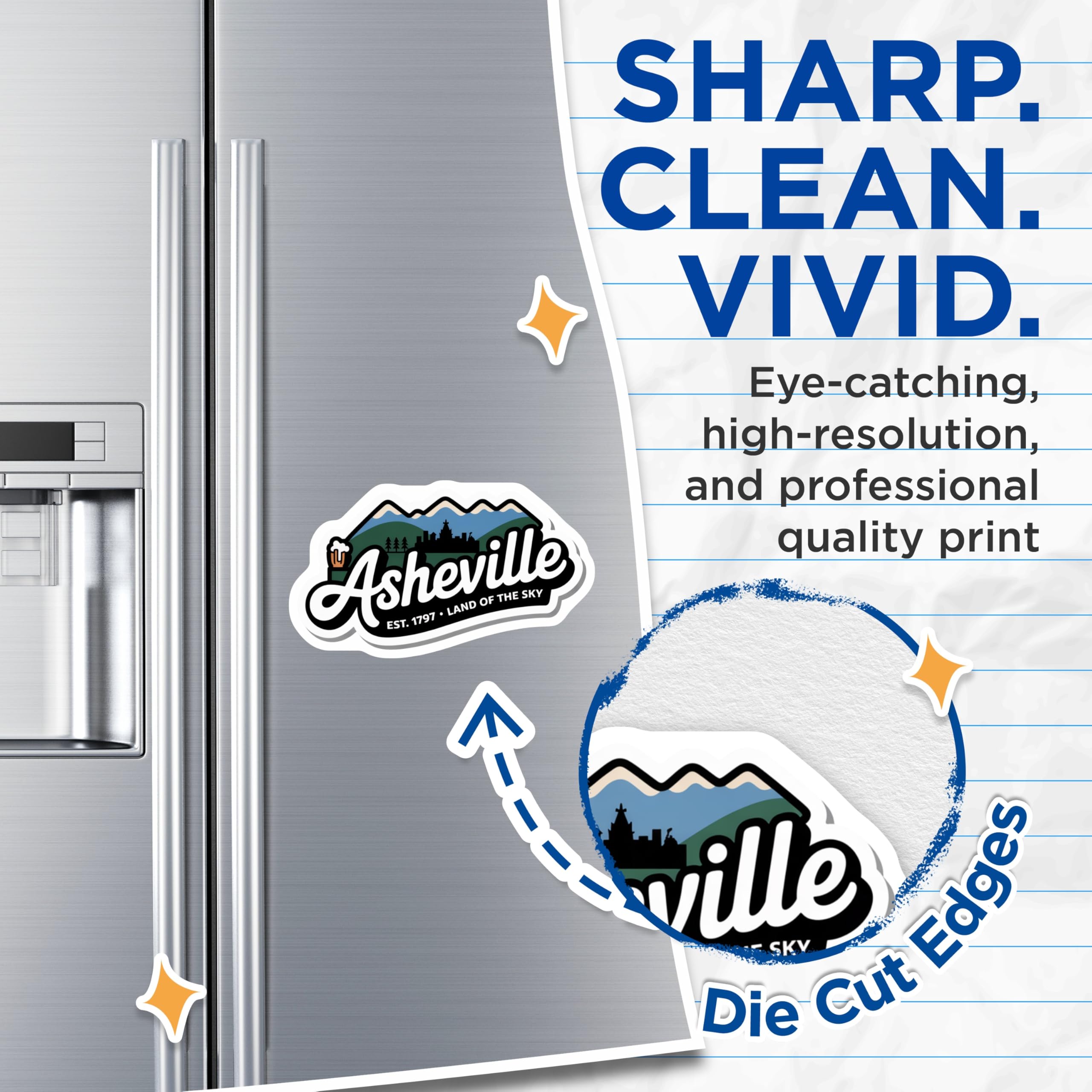 (2 Pack) Asheville Magnets - Land of the Sky - North Carolina Souvenir Cityscape - 5 Inches On Longest Side - Thick Durable Magnet - Made in USA - MAG19265