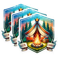 (3 Pack) Queen Camper Decals - Camping Tent Sticker - Bonfire Campfire Decals- 3 Inches On Longest Side - Easy Peel & Apply - Made in USA - 3MCS5560