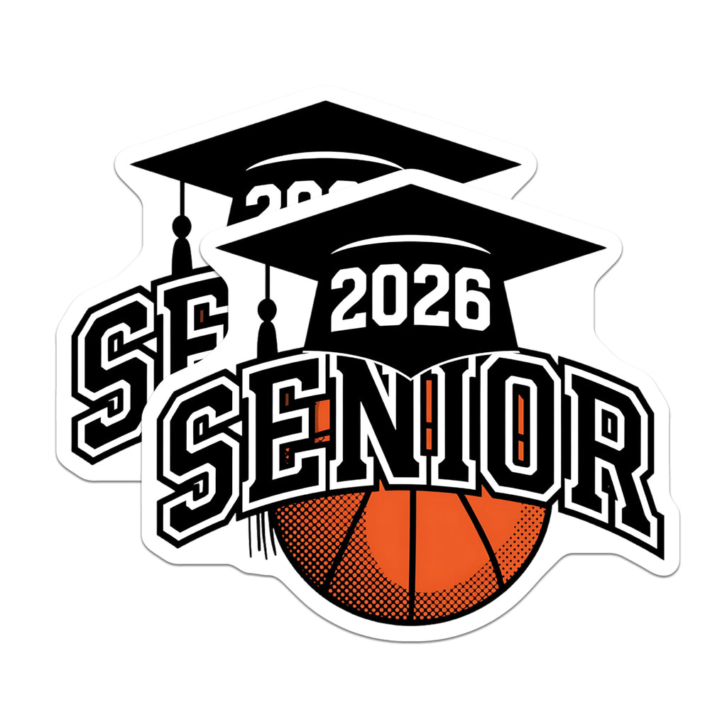 (2 Pack) Senior 2026 Basketball Magnets - Class of Twenty Twenty Six Grad Athlete - High School Sports Graduation Celebration - 5 Inches On Longest Side - Thick Durable Magnet - Made in USA - MAG21955