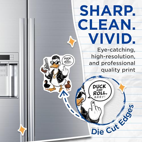 (2 Pack) Duck with Gun Magnet - Vinyl Duck Decal - 5" On Longest Side - Sticks to Smooth Flat Surfaces - Made in USA - MAG9534
