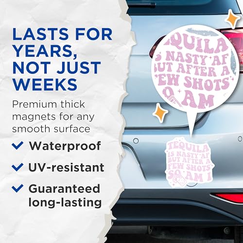 (2 Pack) Tequila is Nasty AF Magnets Magnets - 5" On Longest Side - Made in USA - Sticks to Refrigerators & Metal Surfaces - MAG8484