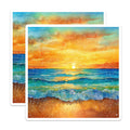 (2 Pack) Sunset Beach Watercolor Magnets - Ocean Wave Art - Coastal Refrigerator Magnets - 5 Inches On Longest Side - Thick Durable Magnet - Made in USA - MAG25788