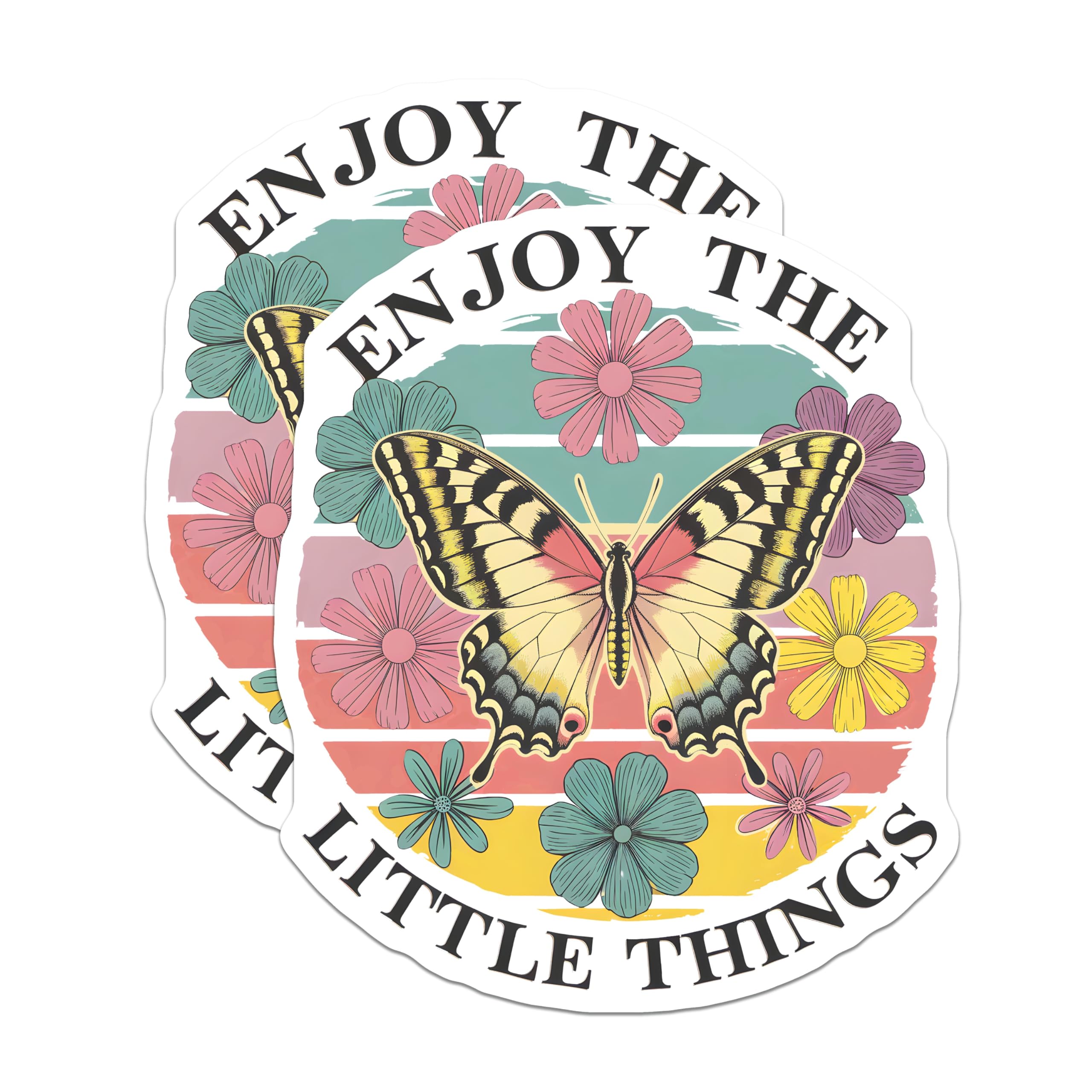 (2 Pack) Butterfly Magnets - Floral Magnet - Enjoy The Little Things Magnet - 5" On Longest Side - Premium Magnet - for Cars, Refrigerators, Toolboxes, Lockers - Made in USA - MAG17430