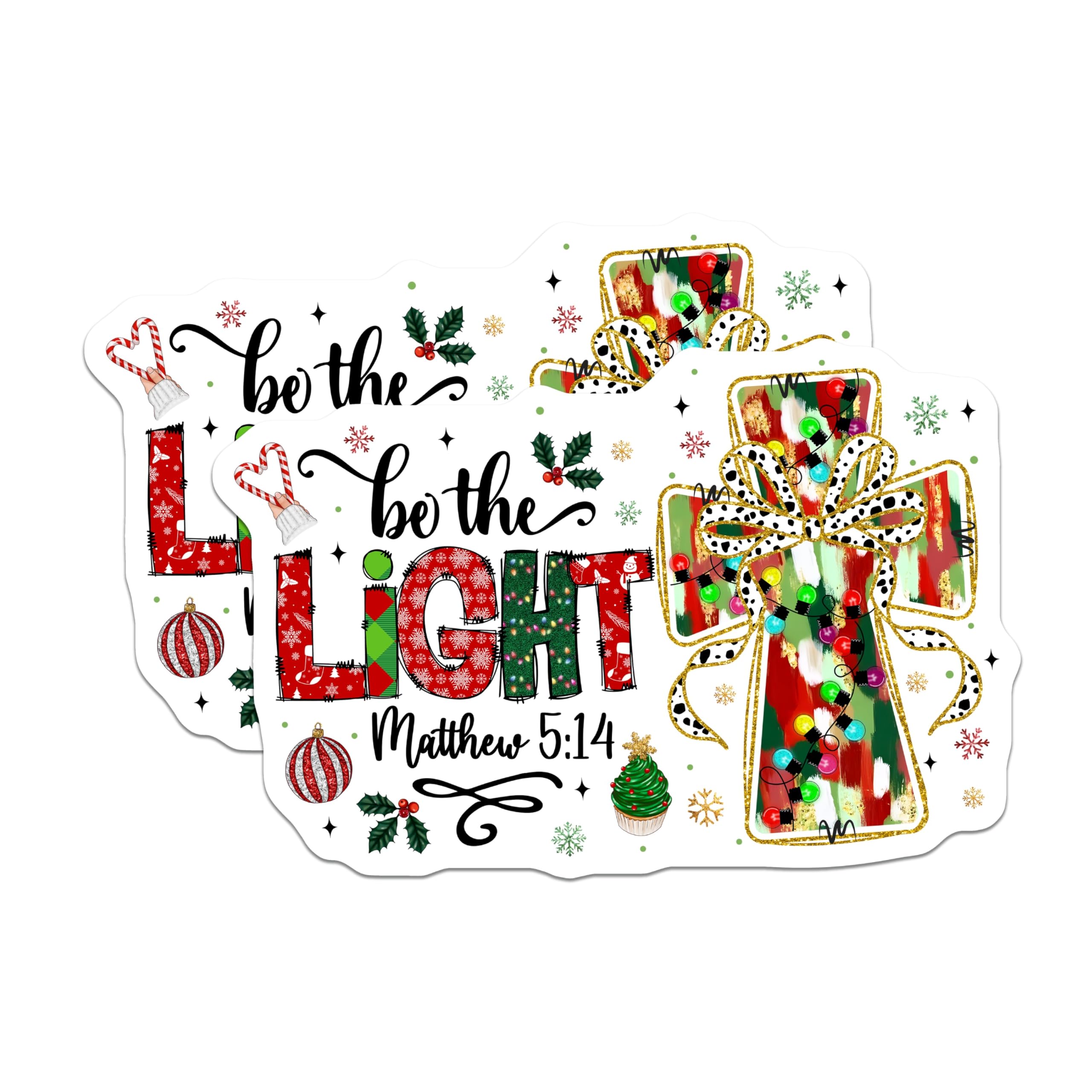 (2 Pack) Be The Light Christmas Magnets - Christian Scripture Matthew 5:14 - Holiday Fridge Decor - 5 Inches On Longest Side - Thick Durable Magnet - Made in USA - MAG28553