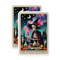 (2 Pack) Witch Tarot Stickers - Skeleton Witch Cartoons - Mystical Wizard Stickers - 5" On Longest Side - Sticks to Smooth Flat Surfaces - Made in USA - BMCS5517