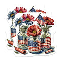 (2 Pack) Fourth of July Magnets - Patriotic Flowers - American Flag Home Decor - 5" On Longest Side - Premium Magnet - for Cars, Refrigerators, Toolboxes, Lockers - Made in USA - MAG16247