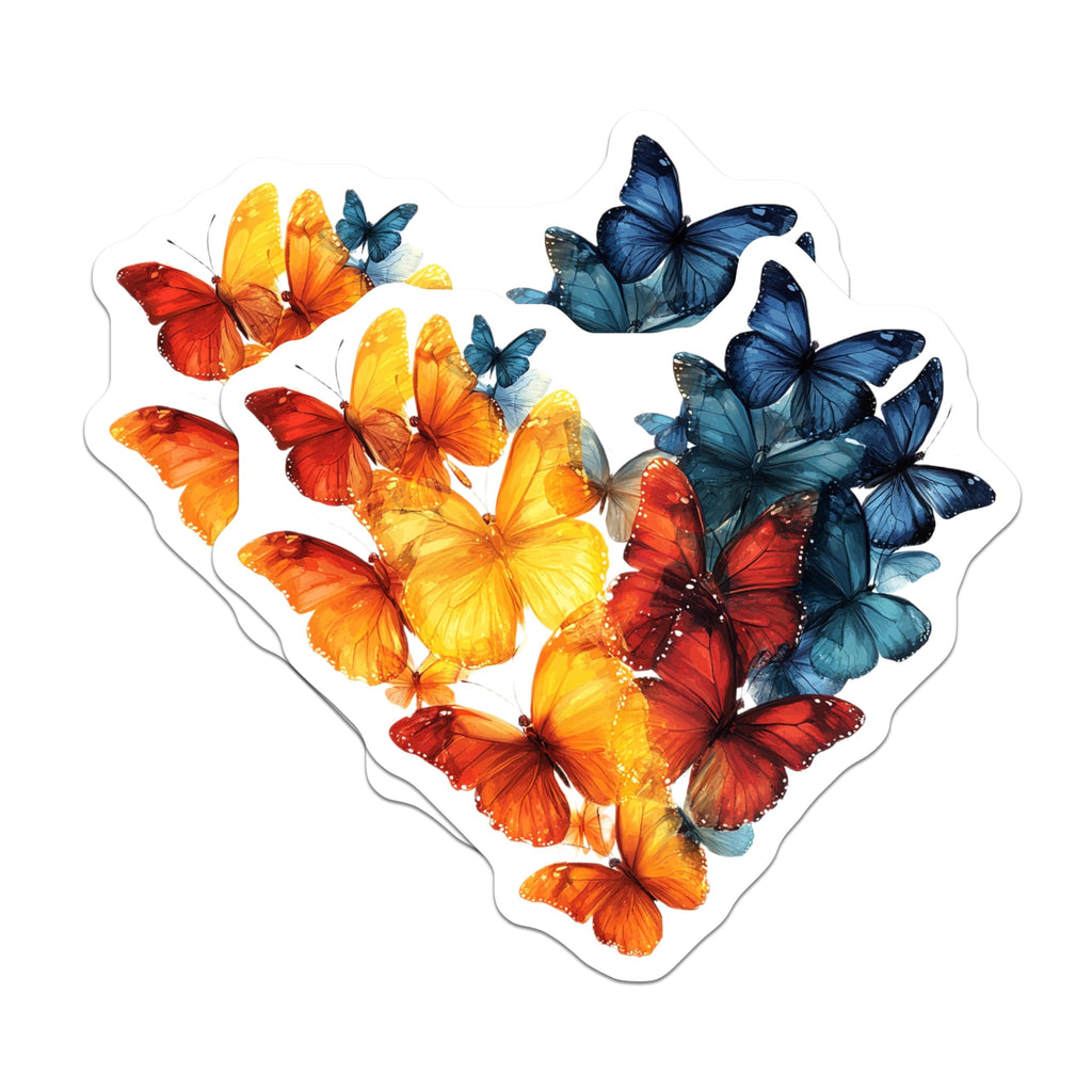 (2 Pack) Watercolor Butterfly Heart Magnets - Vibrant Fridge Decor - Nature Inspired Love Symbol Art - 5 Inches On Longest Side - Thick Durable Magnet - Made in USA - MAG29978