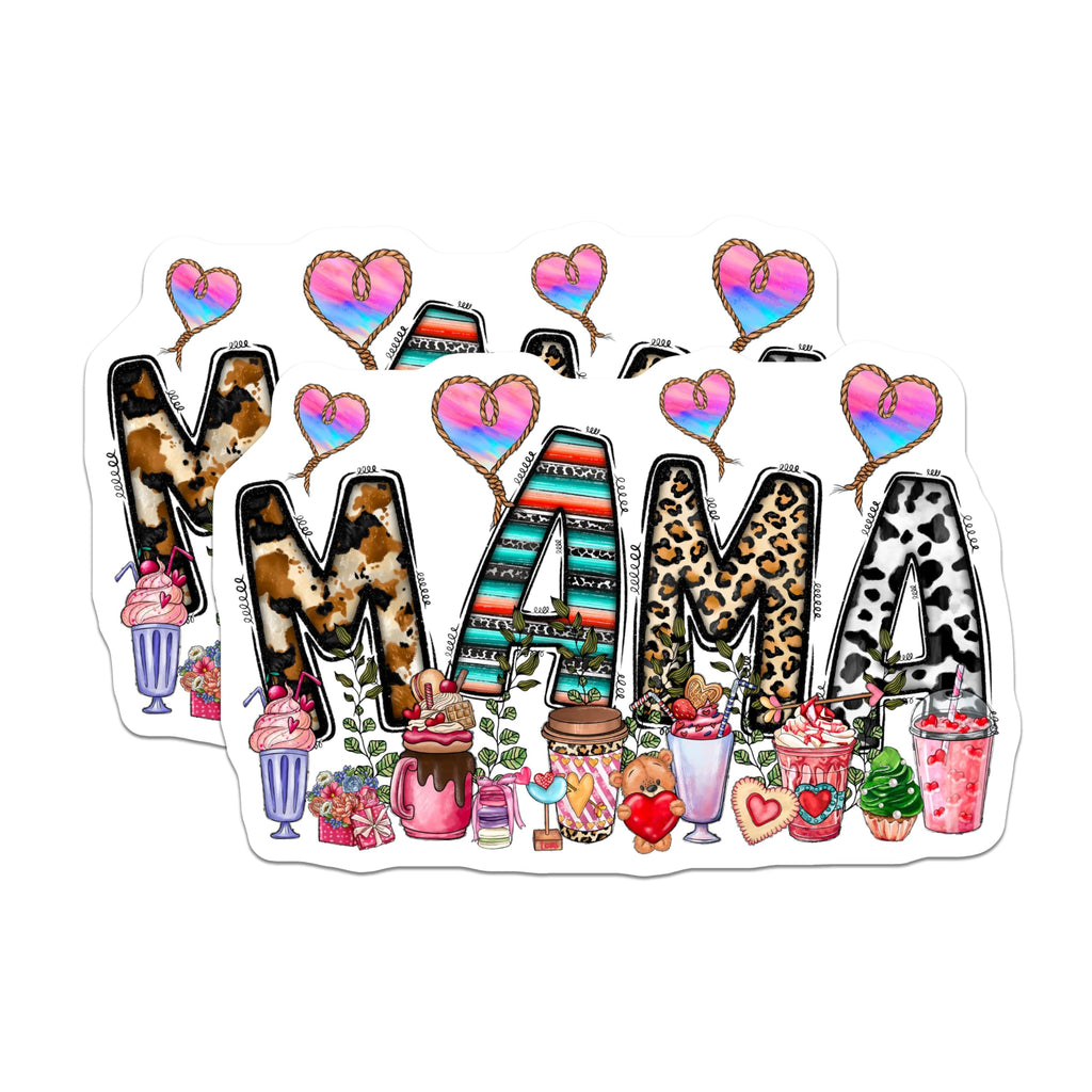 (2 Pack) Western Mama Magnets - Boho Cow Print Refrigerator Magnets - Mother's Day Kitchen Decor - 5 Inches On Longest Side - Thick Durable Magnet - Made in USA - MAG27145