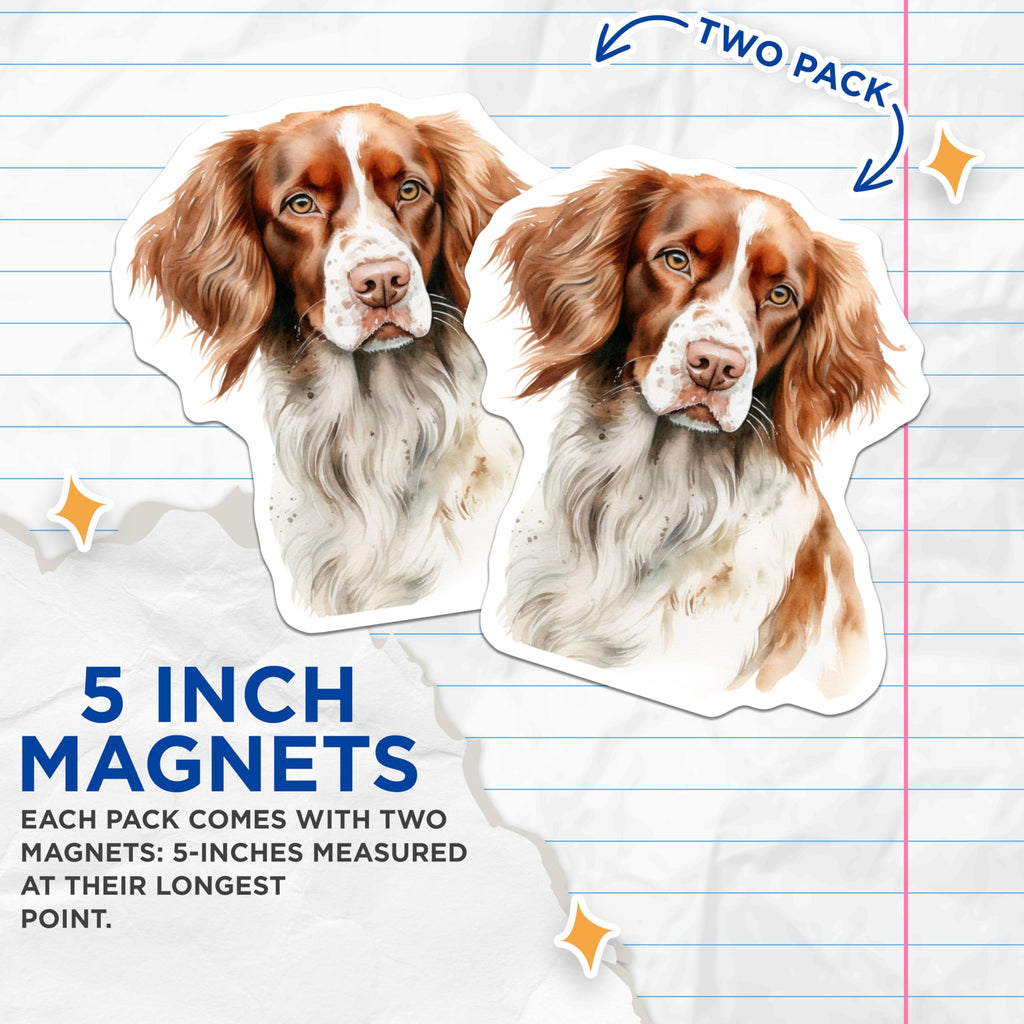 (2 Pack) English Springer Spaniel Magnets - Dog Breed Art - Watercolor Pet Decor - 5 Inches On Longest Side - Thick Durable Magnet - Made in USA - MAG27142
