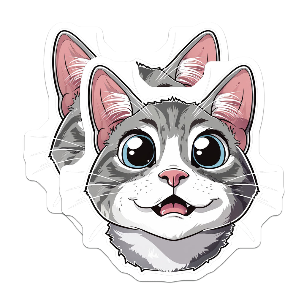 (2 Pack) Cute Cat Magnets - Kawaii Kitten Fridge Decor - Pet Lover Animal Face Art - Adorable Grey Tabby Magnet Set - 5 Inches On Longest Side - Thick Durable Magnet - Made in USA - MAG36577