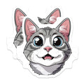 (2 Pack) Cute Cat Magnets - Kawaii Kitten Fridge Decor - Pet Lover Animal Face Art - Adorable Grey Tabby Magnet Set - 5 Inches On Longest Side - Thick Durable Magnet - Made in USA - MAG36577