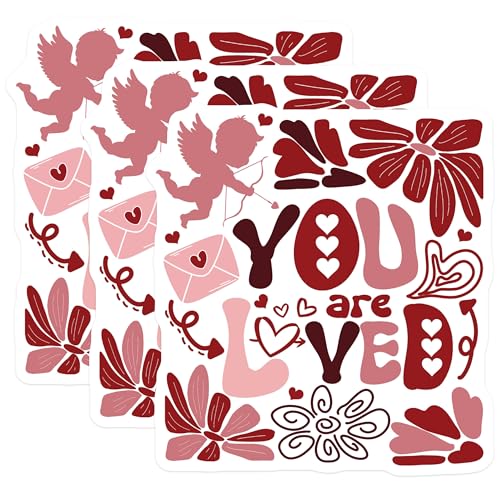 (3 Pack) You are Loved Decals - Valentines Day Decor - Laptop Decal Sticker - 3 Inches On Longest Side - Easy Peel & Apply - Made in USA - 3MCS2396