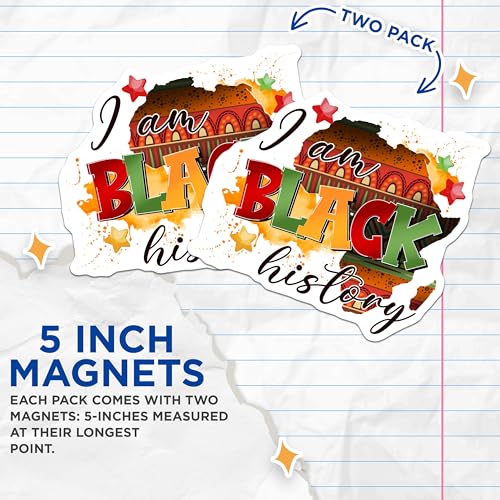 (2 Pack) I am Black History Magnets - African American Pride Decor - Black History Month Decorations - 5" On Longest Side - for Cars, Fridges, Toolboxes - Made in USA - MAG7848