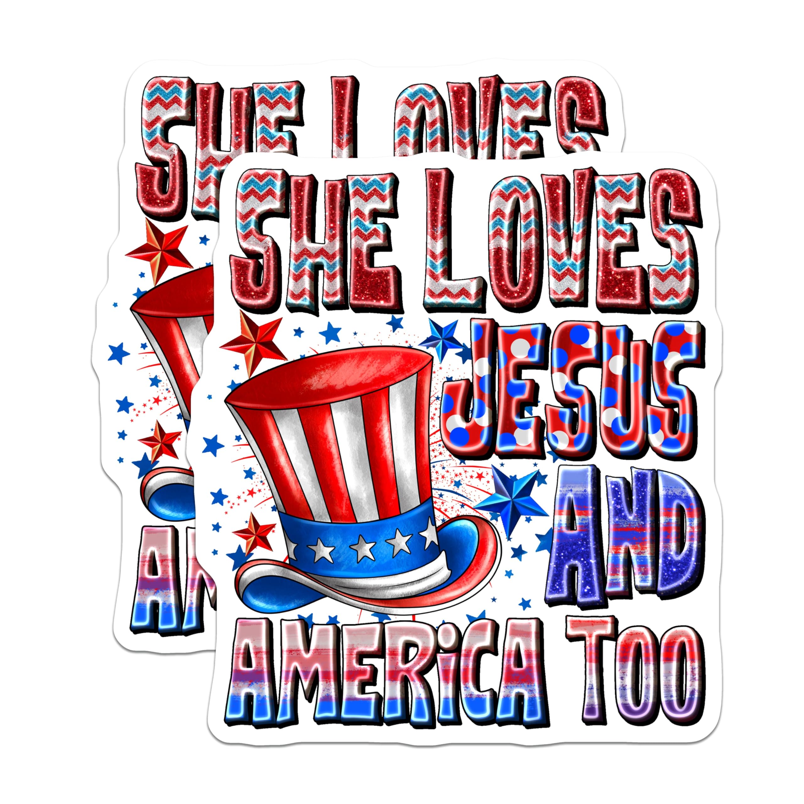 (2 Pack) Patriotic Christian Magnets - America Jesus Faith Decor - God Country USA Accessories - 5 Inches On Longest Side - Thick Durable Magnet - Made in USA - MAG30474