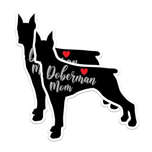 (2 Packs) Doberman Mom Magnets - Doberman Dog Breed Magnets - 5 Inches On Longest Side - Premium Magnet - for Fridges, Toolboxes, Cars - Made in USA - MAG2465